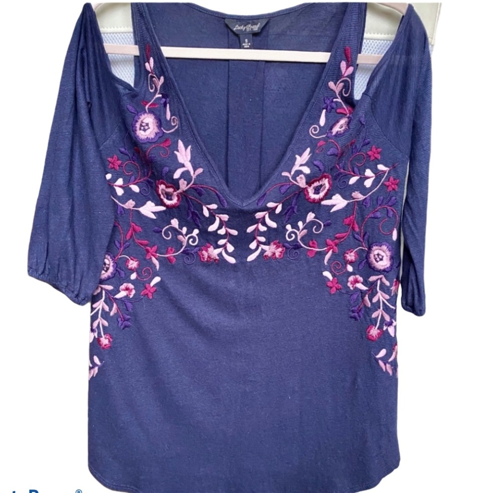 Lucky Brand Cold Sholder V-Neck Tunic Top